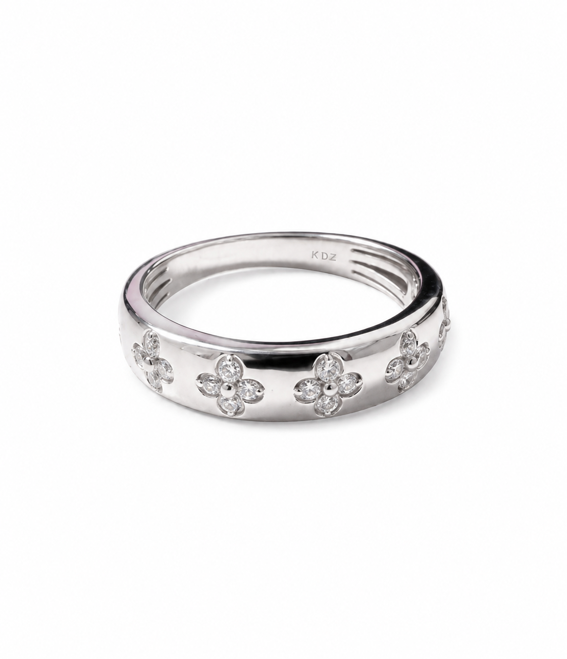 White Gold Cross Engraved .17 ct Diamond Band - 1